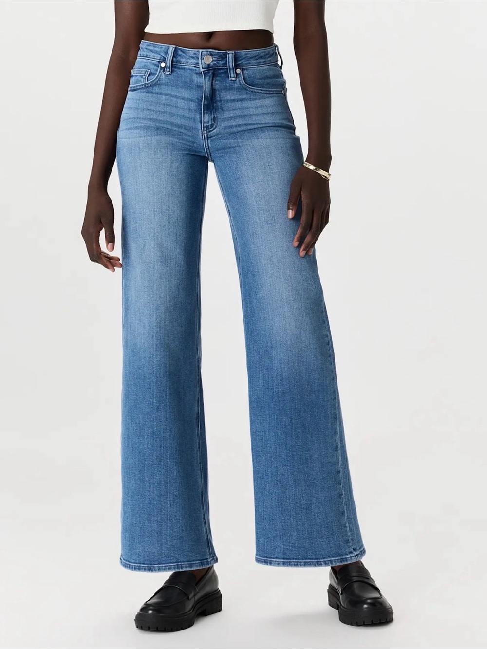 Quince Bella Stretch Wide Leg Jeans Seaside Blue 34” Inseam Extra Long Tall